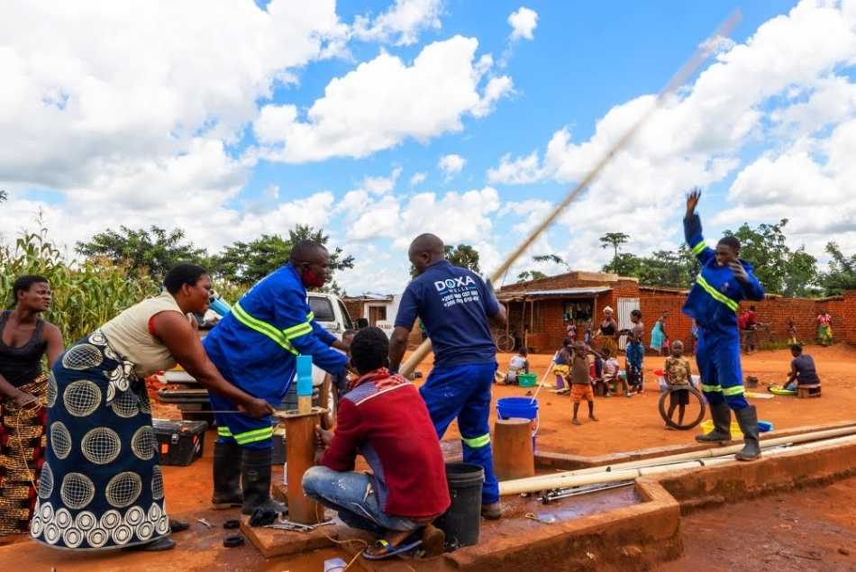 Community borehole installation in Ghana